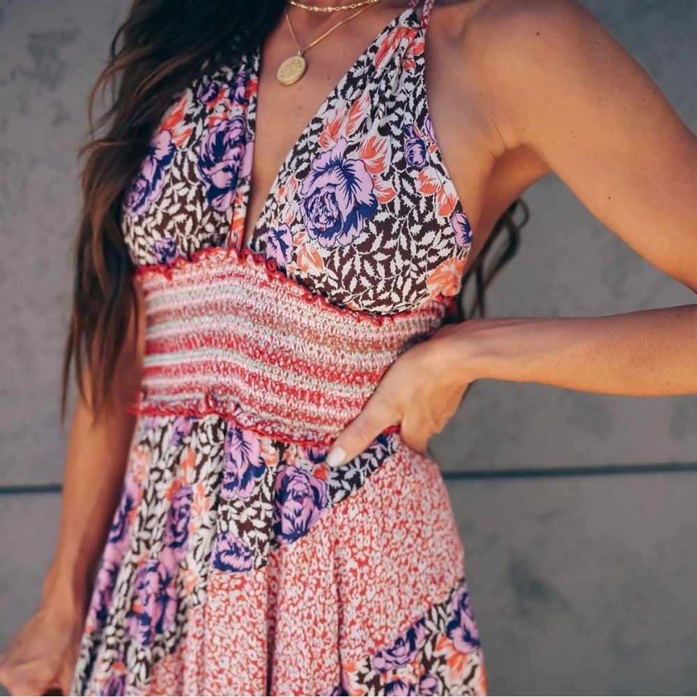 Intimately Free People Gabriela Dress Floral Patchwork Ruffle Spring Size XS - Picture 2 of 14